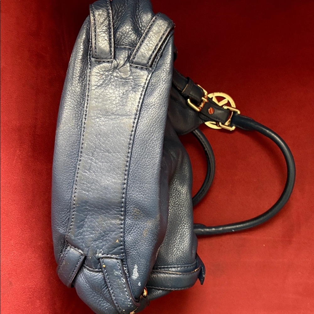 Michael Kors Dark Blue Leather Shoulder Bag - Picture 11 of 11
